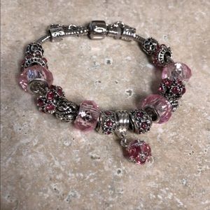 Pink charm bracelet .925